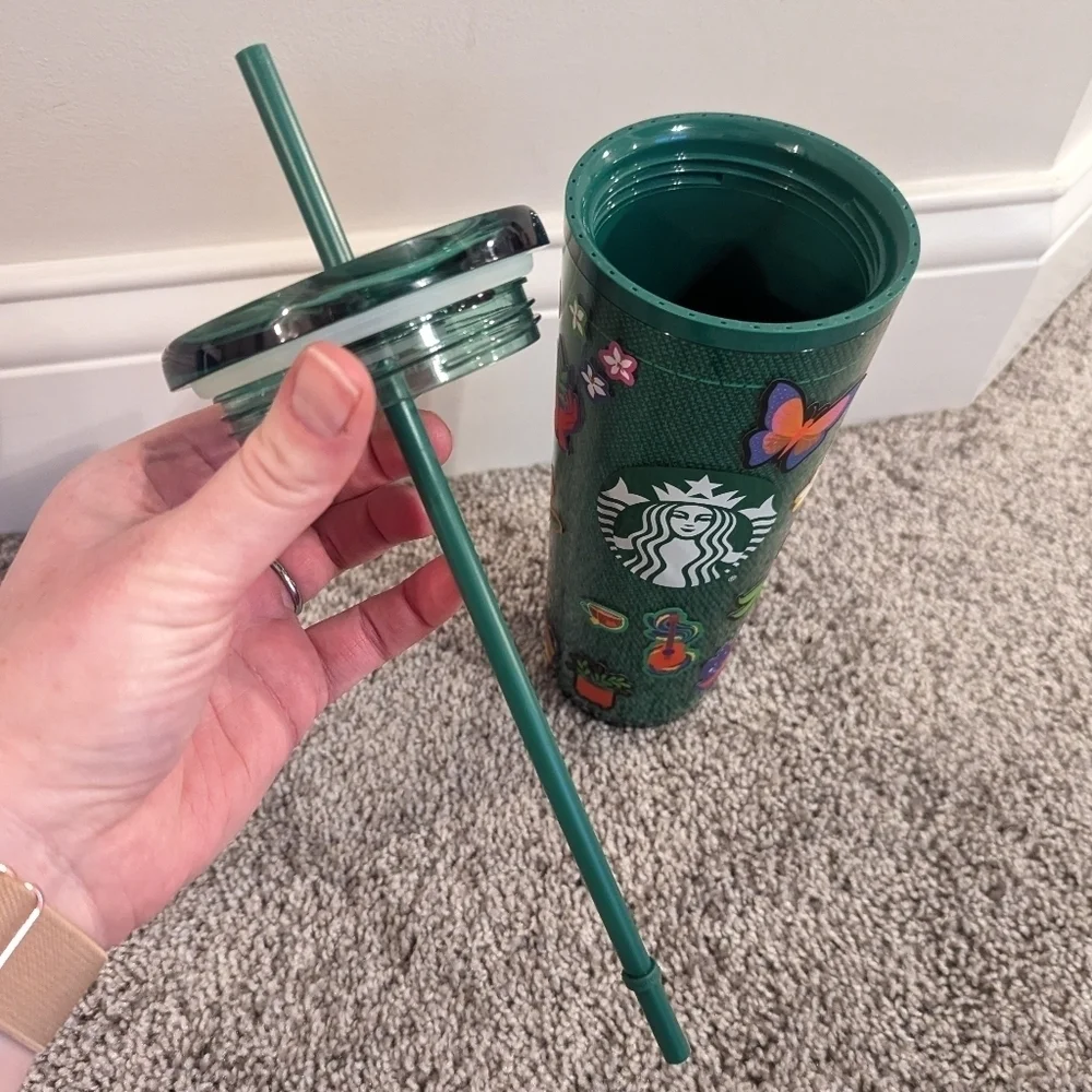 Starbucks 24 oz Green Apron Tumbler with Removable Stickers